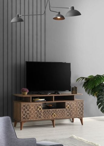 Motifli Kapak Raflı - 110 Cm Tv Sehpası